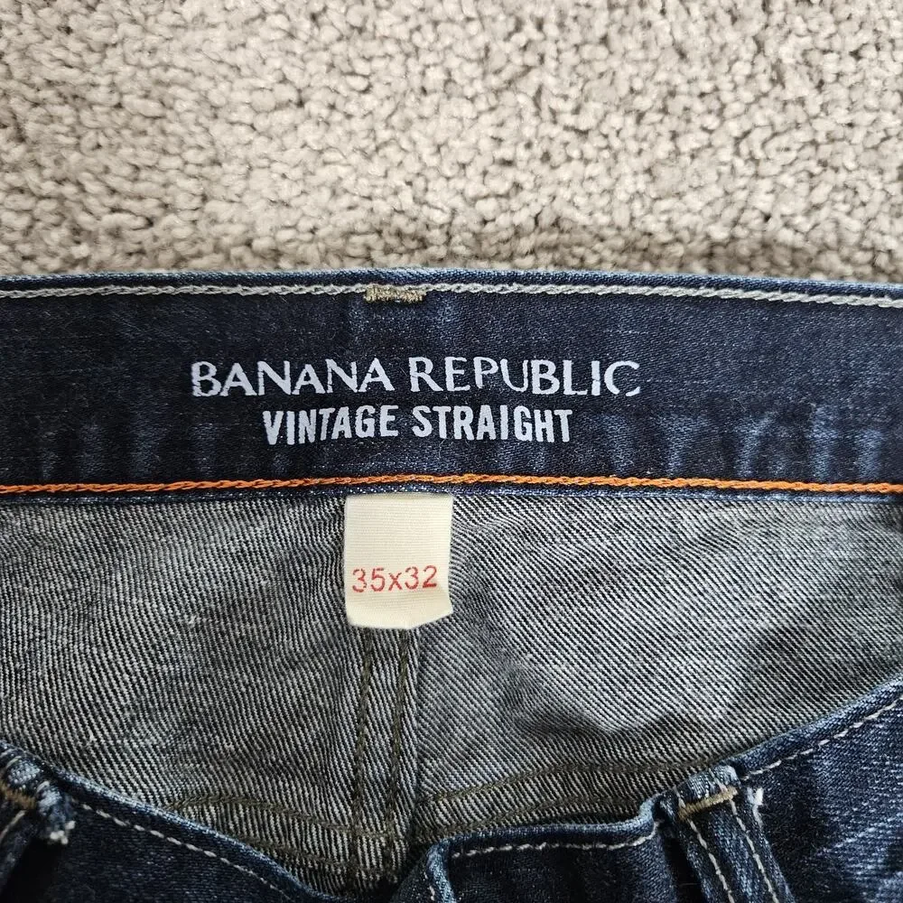 Banana Republic Jeans Men's 35X32 Blue Vintage Straight Honeycomb Minimalist